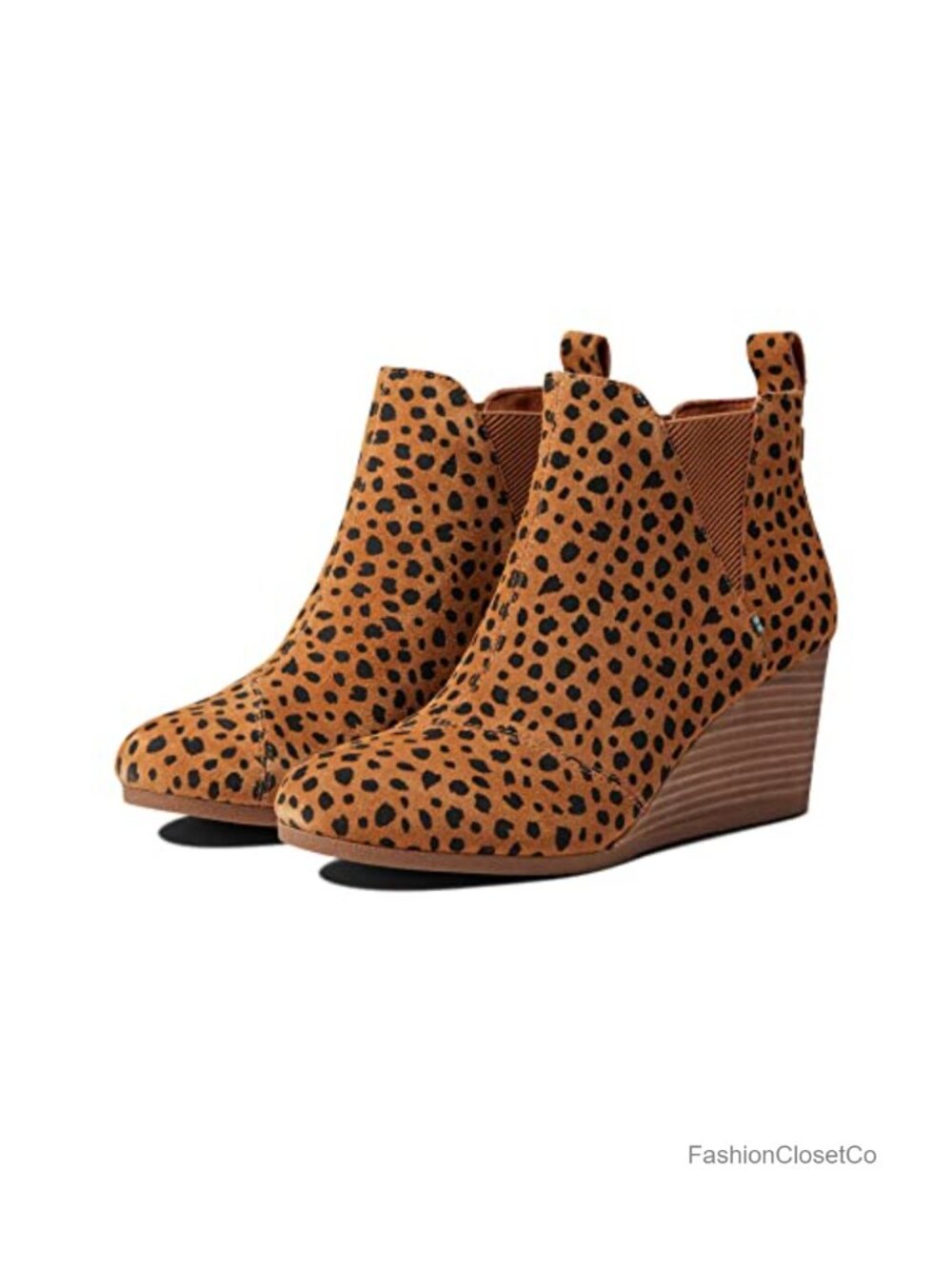TOMS Kelsey Ankle Bootie Wedge Heel Slip-On Women's Leather Suede Boots